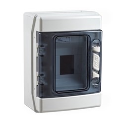 IDE LC4P1X4-65 Transparent Lid With E+N Bars 4-Module 1-Row Halogen-Free Plastic RAL 7035 Grey Surface Mount IP65