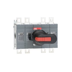 ABB OT250E22P Base Mount Switch with Handle and Shaft IP00 250A 4-P 1000VAC Main Circuit Black Base Mount
