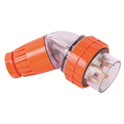 IPD W66AP420 Angled Plug 4 Round-Pin 3-Ph 20A 500VAC/DC IP66 Polycarbonate