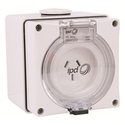 IPD W66AS315LB Auto Switching Socket 3 Flat-Pin 1-Ph 15A 250VAC/DC IP66 Polycarbonate