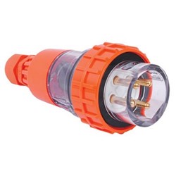 IPD W66SP440 Straight Plug 4 Round-Pin 3-Ph 40A 500VAC/DC IP66 Polycarbonate