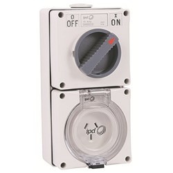 IPD W66SS320F Switched Outlet 2-P 3 Flat-Pin 1-Ph 20A 250VAC/DC IP66 Polycarbonate