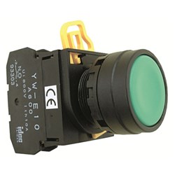 IDEC YW1B-M1E10B Non-Illuminated Pushbutton 22mm Flush Momentary Black 1NO