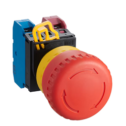 IDEC YW1B-V4E02R Emergency Stop Pushbutton Switch Illuminated 2NC 30mm W 41.4mm H 78.3mm D Red M3.5 Screw Pull