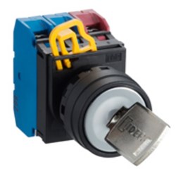 IDEC YW1K-3AE20 Selector Switch 3Position 2NO Maintained Key Round Plastic M3.5 Screw Terminal 30mm W