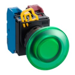 IDEC YW1L-M4E10Q0A Illuminated Pushbutton 40mm Mushroom Momentary Amber 250VAC/DC 1NO
