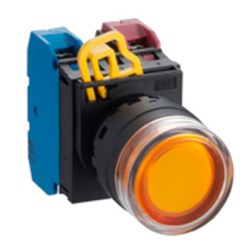 IDEC YW1L-MF2E11Q4G Illuminated Pushbutton 22mm Extended w/Full Shroud Momentary Green 24VAC/DC 1NO+1NC